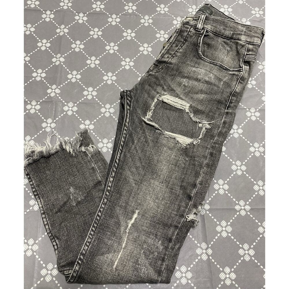 ZARA BLACK Mens Jeans Sz 30x26 Vintage Slim Fit Distress Pant Button Fly Boy D36
